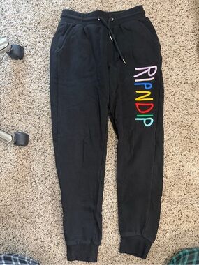 Ripndip Black Joggers with Multicolor RIPNDIP Lettering
